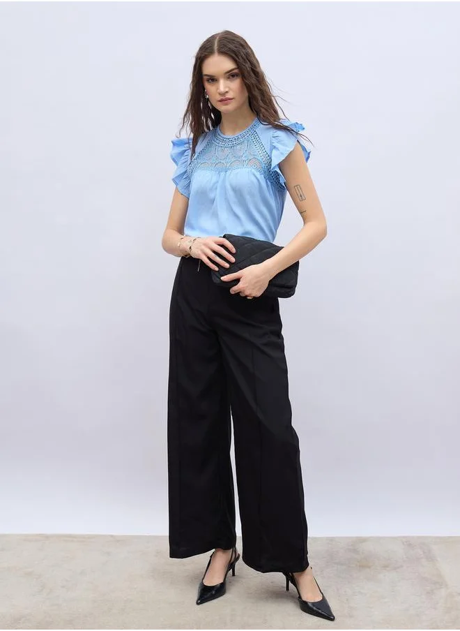ستايلي Styli Solid Tailored Wide Leg Pants with Pin Tuck Detail
