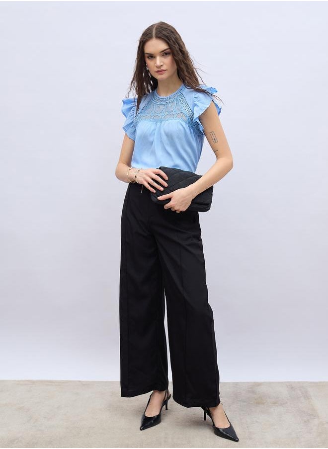 Styli Styli Solid Tailored Wide Leg Pants with Pin Tuck Detail  - Image 1