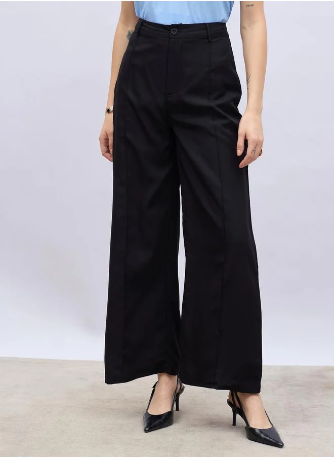 ستايلي Styli Solid Tailored Wide Leg Pants with Pin Tuck Detail