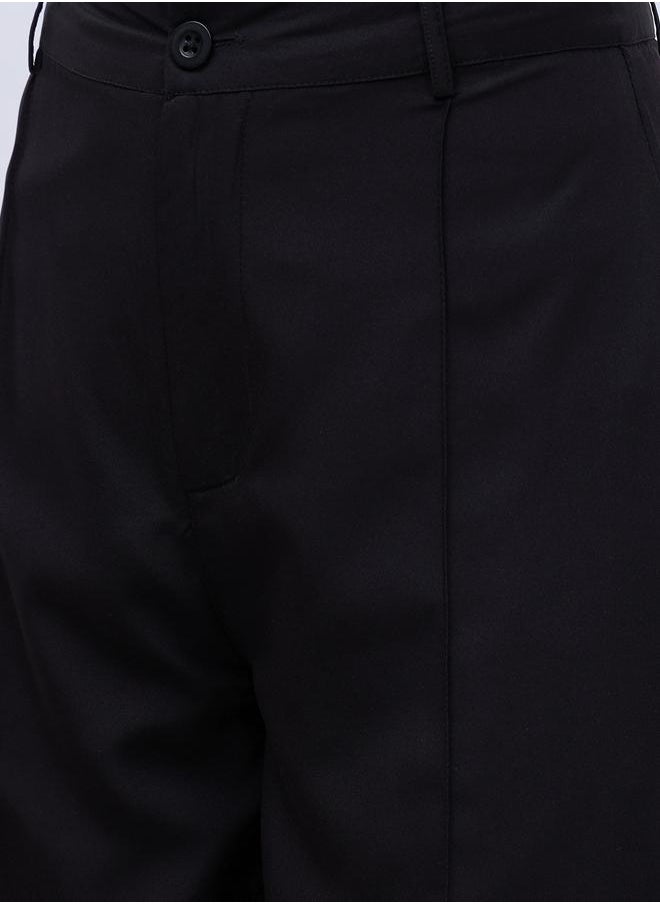 Styli Styli Solid Tailored Wide Leg Pants with Pin Tuck Detail  - Image 4