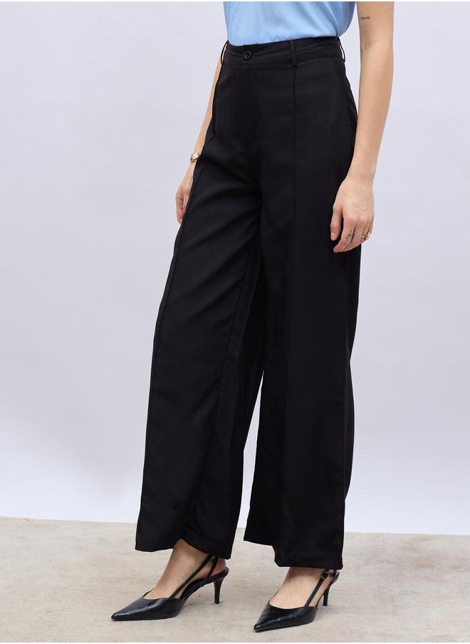 Styli Styli Solid Tailored Wide Leg Pants with Pin Tuck Detail  - Image 3