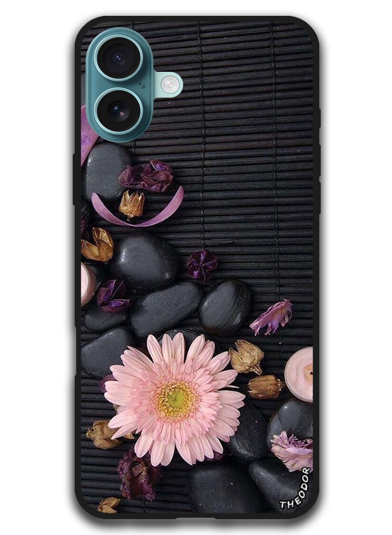 Theodor Protective Case Anti Scratch Shock Proof Bumper Cover For iPhone 16 Plus (6.7)-inch Flowers & Stones - Image 1