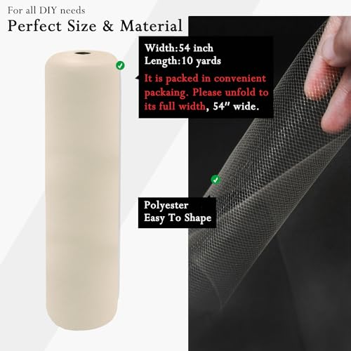 IONTACH Ivory Tulle Fabric Rolls 54 Inch by 10 Yards Fabric Tulle Bolt for Wedding Christmas Decorations Gift Wrapping DIY Tutu Baby Shower Table Skirt Birthday Party Craft Supplies - Image 2