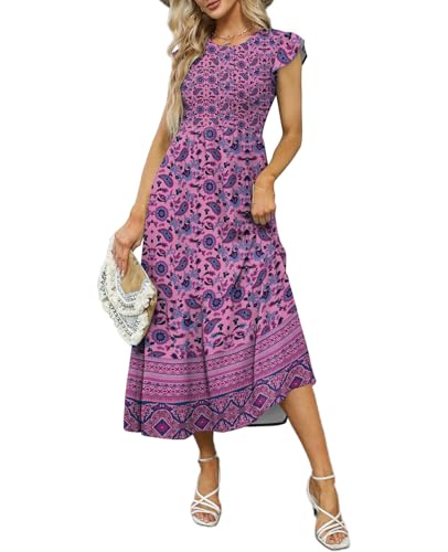OFEEFAN Flowy Dresses Bridal Shower Dress Boho Dress for Women Purple Paisley XL - Image 4