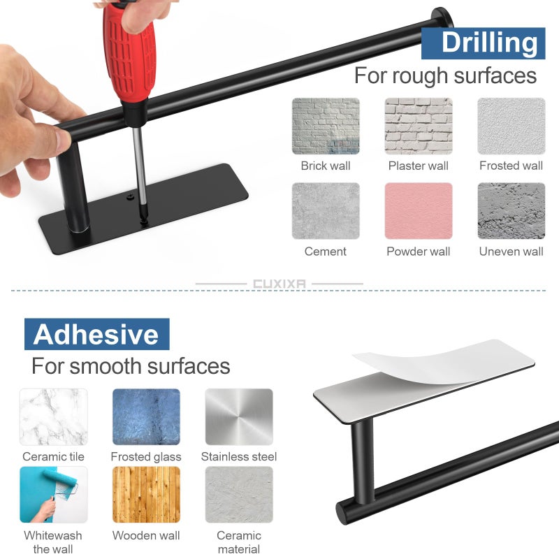 Cuxixa Paper Towel Holder Under Cabinet 2 Pack  Under Counter Paper Towel Holder Wall Mount With Self Adhesive And Screws For Kitchen  Bathroom  Rv(Stainless Steel  Black) - Image 5