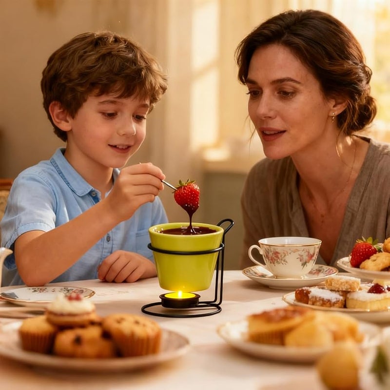 Green Fondue Cup Chocolate Melting Warmer Candy Heating Bowl Easy Pour Kitchen Tool - Image 3