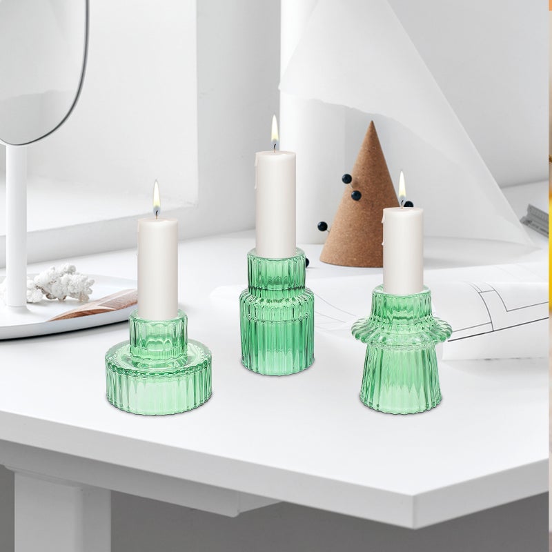 6pcs Glass Candle Holder Vintage Candlestick Holders Decor Party Candle Stick Holders - Image 3