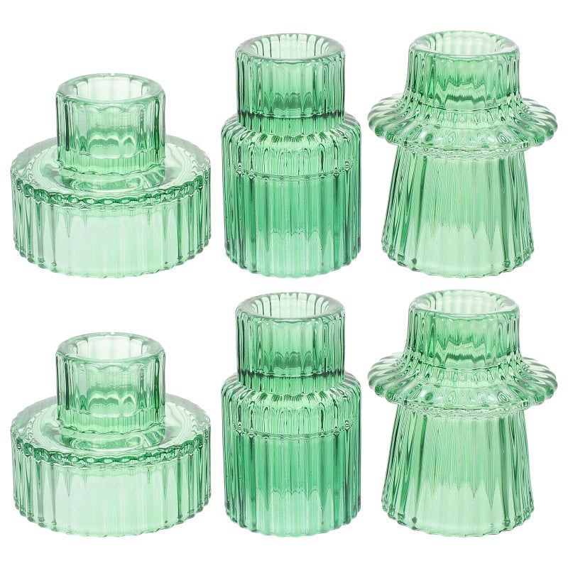 6pcs Glass Candle Holder Vintage Candlestick Holders Decor Party Candle Stick Holders - Image 1