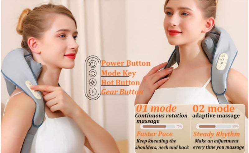 Neck Back Massager with Heat, Cordless Neck Massager Pain Relief, Deep Tissue Shiatsu Kneading Electric Massager, Massage Pillow for Shoulder, Leg, Body Muscle, Use at Car Home Office, Ideal Gifts - Image 2