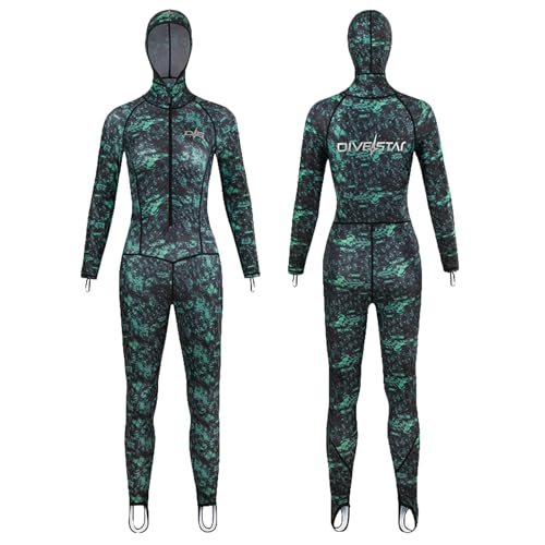 DIVESTAR Men Women Full Body Scuba Rash Guard Swimwear WetsuitLong Sleeve UV Protection Swimsuit Surfing Swimming Diving Snorkeling Suits for Water Sports GreenWomenwith Chest Pad M - Image 1