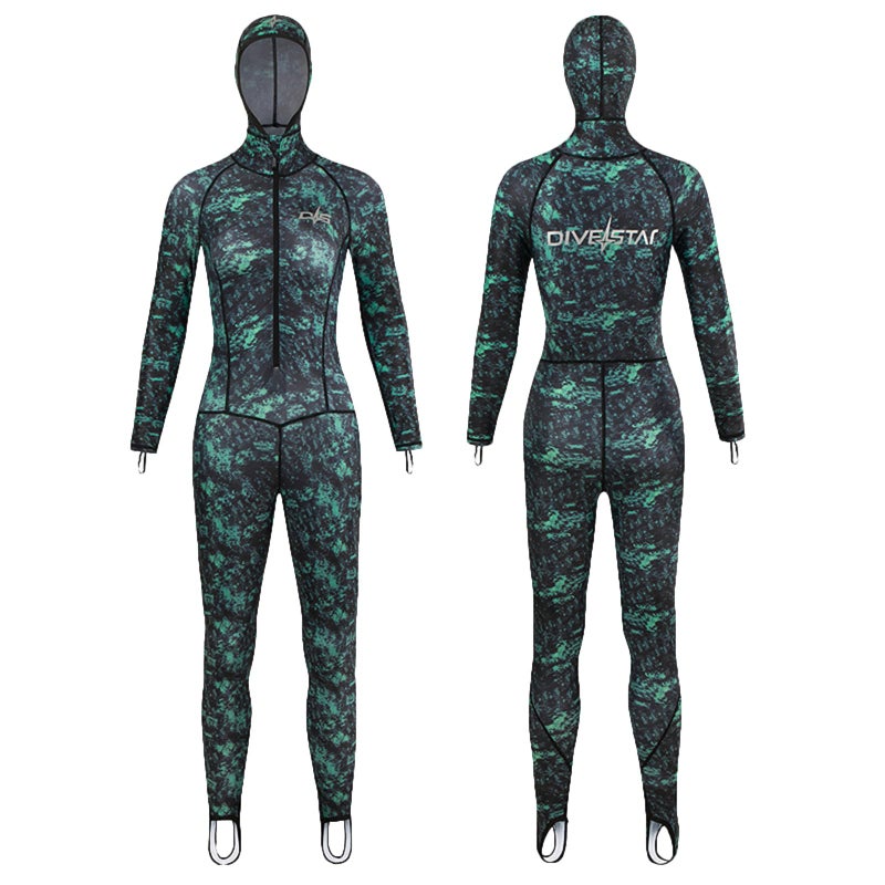 DIVESTAR Men Women Full Body Scuba Rash Guard Swimwear WetsuitLong Sleeve UV Protection Swimsuit Surfing Swimming Diving Snorkeling Suits for Water Sports GreenWomenwith Chest Pad M - Image 3