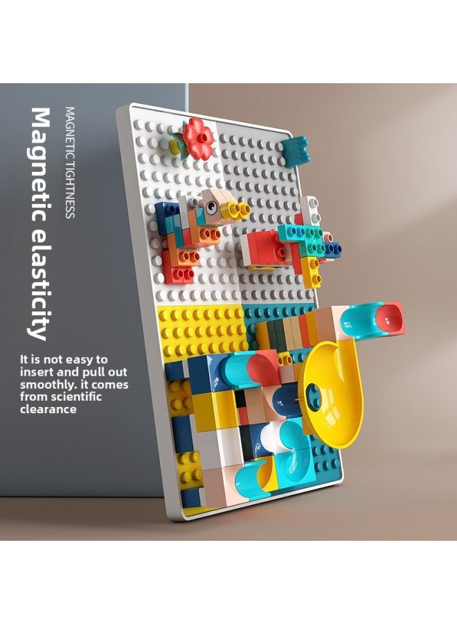 متوافق مع جزيئات ليغو الكبيرة DIY طاولة مربعة طويلة ألعاب تعليمية متعددة الوظائف منزلق 42 × 32 طاولة بناء - اللون: طاولة + مقعد + 441 جسيم - Image 3