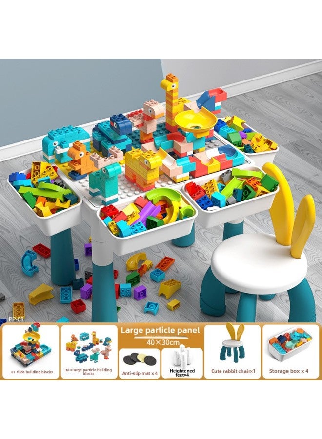 متوافق مع جزيئات ليغو الكبيرة DIY طاولة مربعة طويلة ألعاب تعليمية متعددة الوظائف منزلق 42 × 32 طاولة بناء - اللون: طاولة + مقعد + 441 جسيم - Image 1