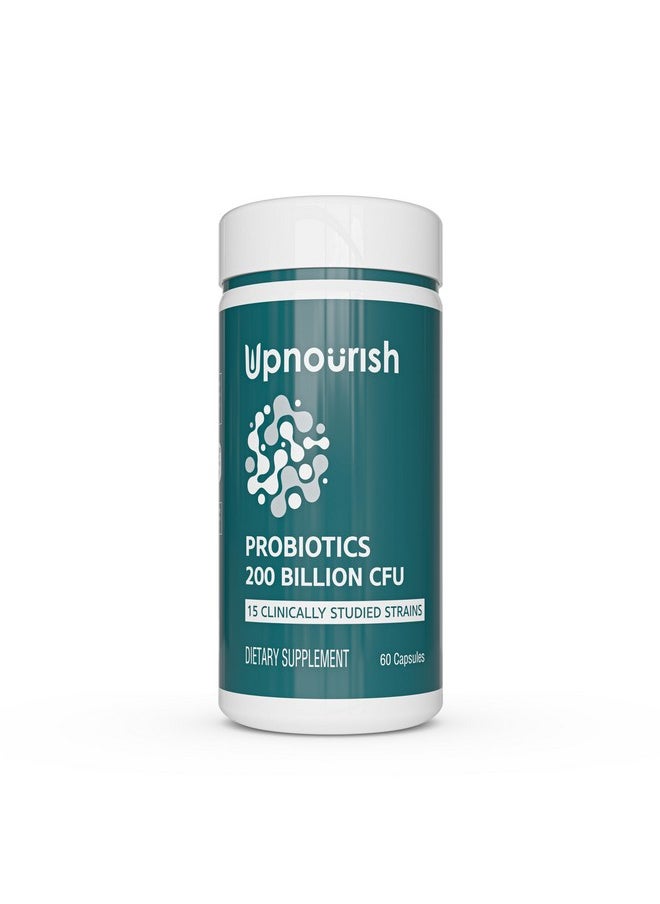 UpNourish - UpNourish Probiotics - 200 Billion CFUs, 15 Strains, Prebiotics & Enzymes - 60 Vegan Capsules - Image 1