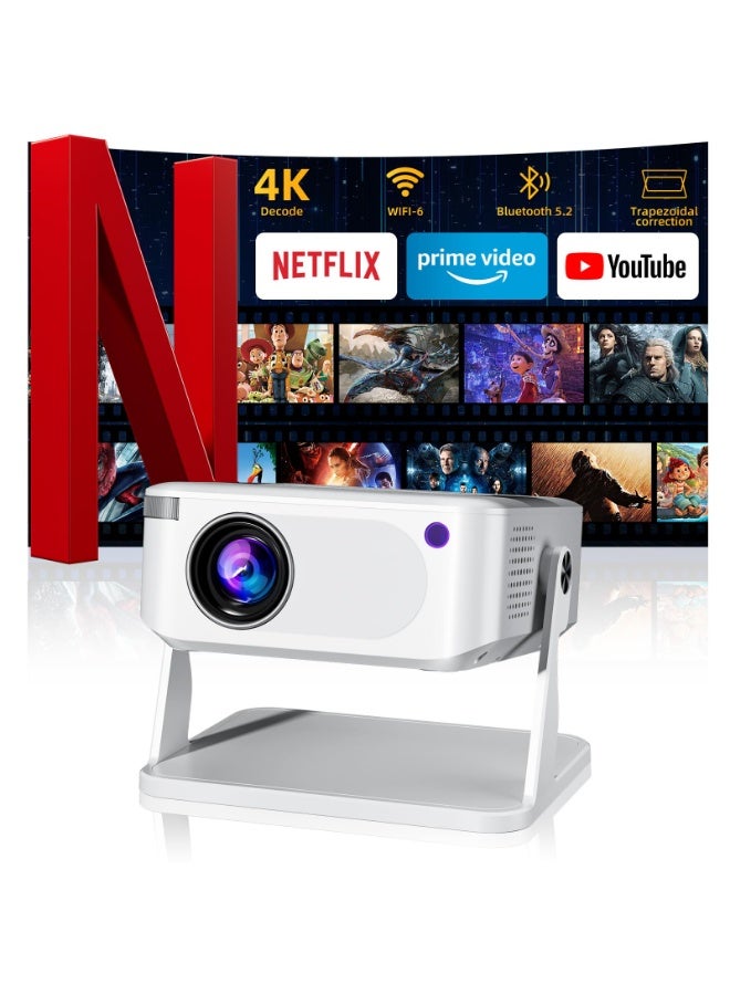 عربست جهاز عرض صغير مزود بتقنية واي فاي 6 وبلوتوث 5.2، جهاز عرض محمول يدعم دقة 4K، تصحيح تلقائي للتشوه الرأسي قابل للدوران 270 درجة، متوافق مع الهواتف الذكية/أجهزة بث التلفزيون/أجهزة الاستقبال/USB/HDMI 1222 - Image 1