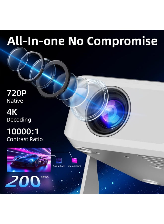 عربست جهاز عرض صغير مزود بتقنية واي فاي 6 وبلوتوث 5.2، جهاز عرض محمول يدعم دقة 4K، تصحيح تلقائي للتشوه الرأسي قابل للدوران 270 درجة، متوافق مع الهواتف الذكية/أجهزة بث التلفزيون/أجهزة الاستقبال/USB/HDMI 1222 - Image 3