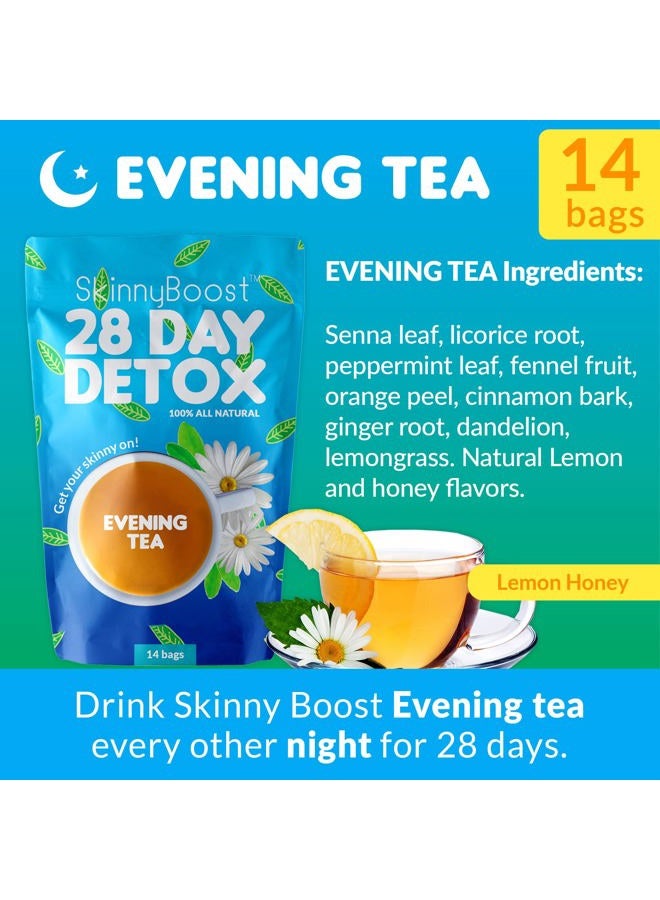 SkinnyBoost Skinny Boost Tea Kit-1 Daytime Tea (28 Bags) 1 Evening Detox Tea (14 Bags), Lean Greens Plus Superfood Powder, FREE Tumbler, Non GMO, Vegan, All Natural Detox and Cleanse - Image 3