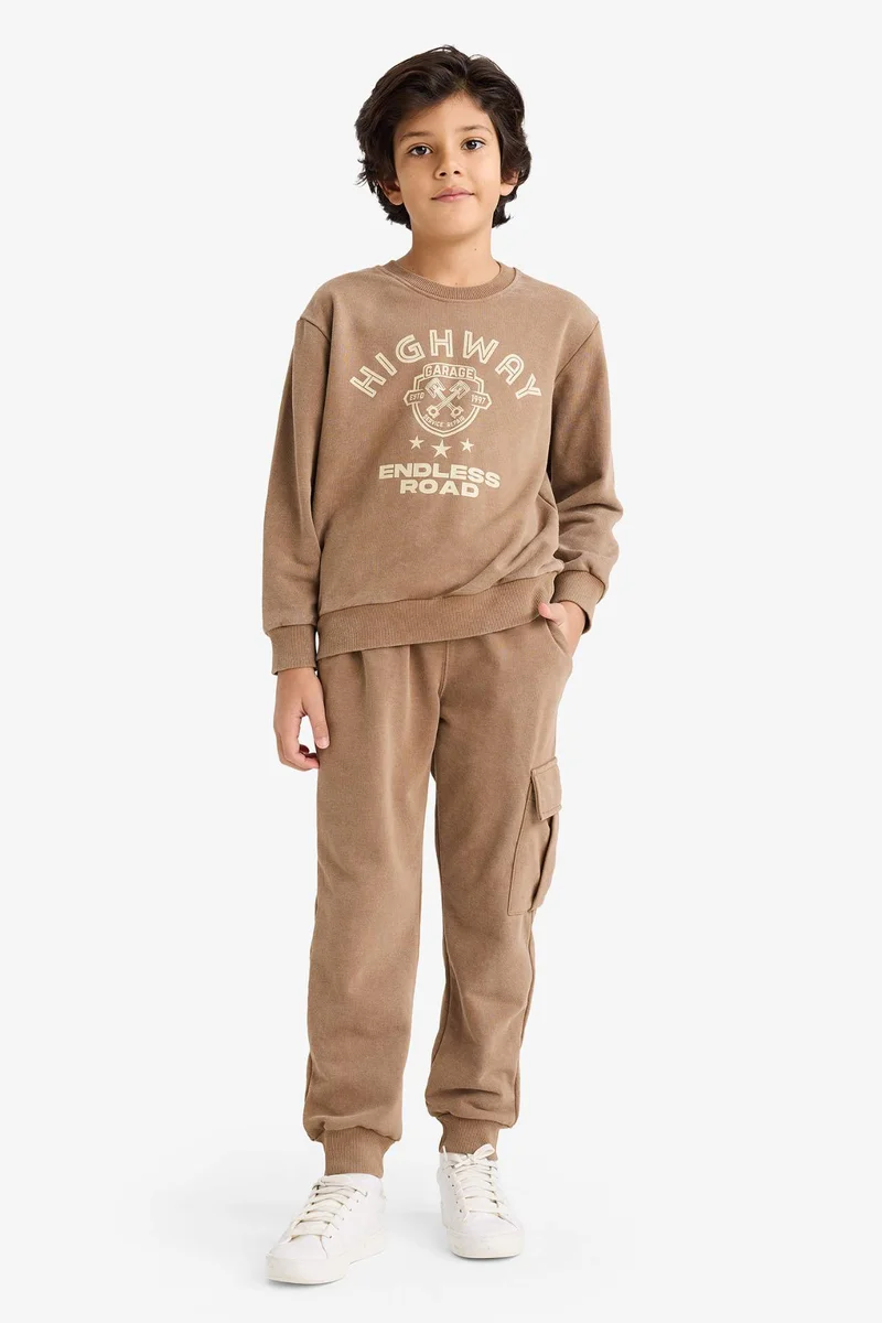 Defacto Boy Printed Sweatshirt Sweatpants 2 Piece Set
