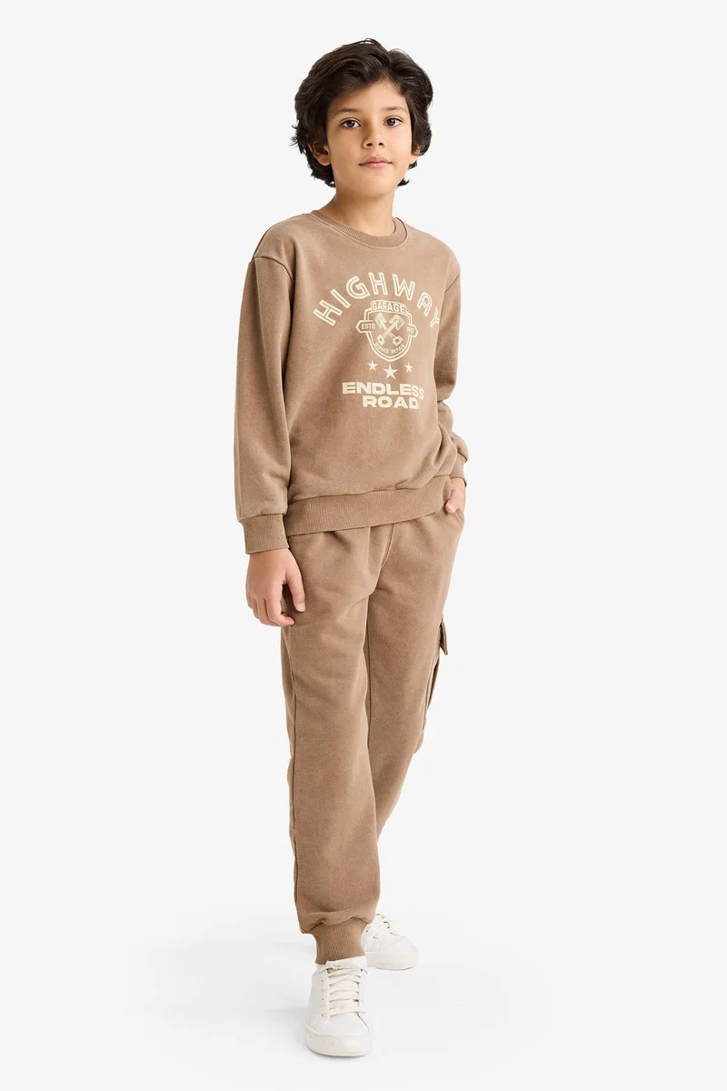 Defacto Boy Printed Sweatshirt Sweatpants 2 Piece Set