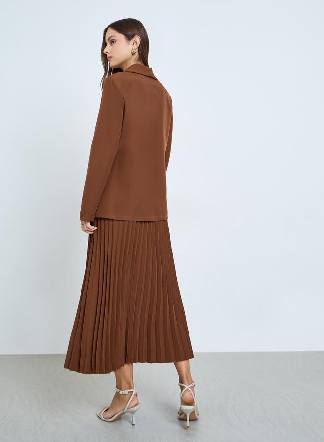Take Two Brown Lapel Blazer and Pleated Skirt Co-ords - Image 5