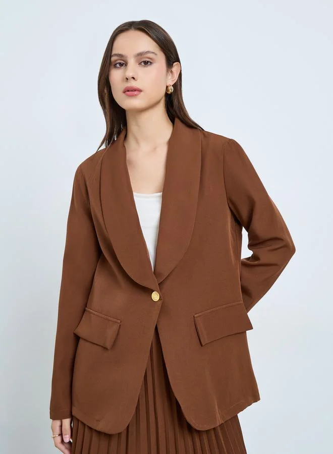 Take Two Brown Lapel Blazer and Pleated Skirt Co-ords