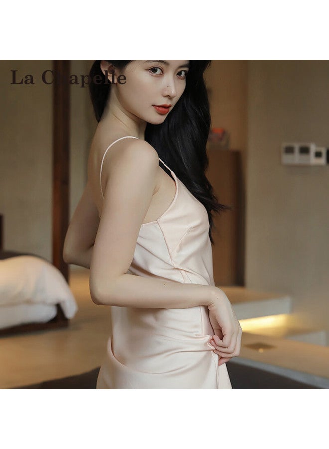 La Chapelle Ice Silk Women's Camisole Nightdress Spring Autumn Thin Homewear Set Gift Box - Image 5