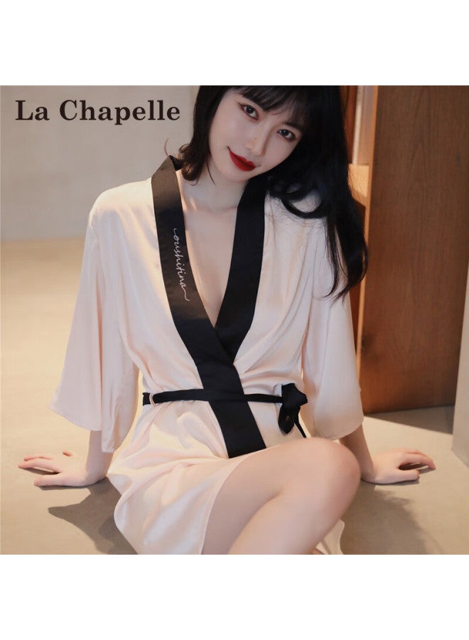 La Chapelle Ice Silk Women's Camisole Nightdress Spring Autumn Thin Homewear Set Gift Box - Image 3