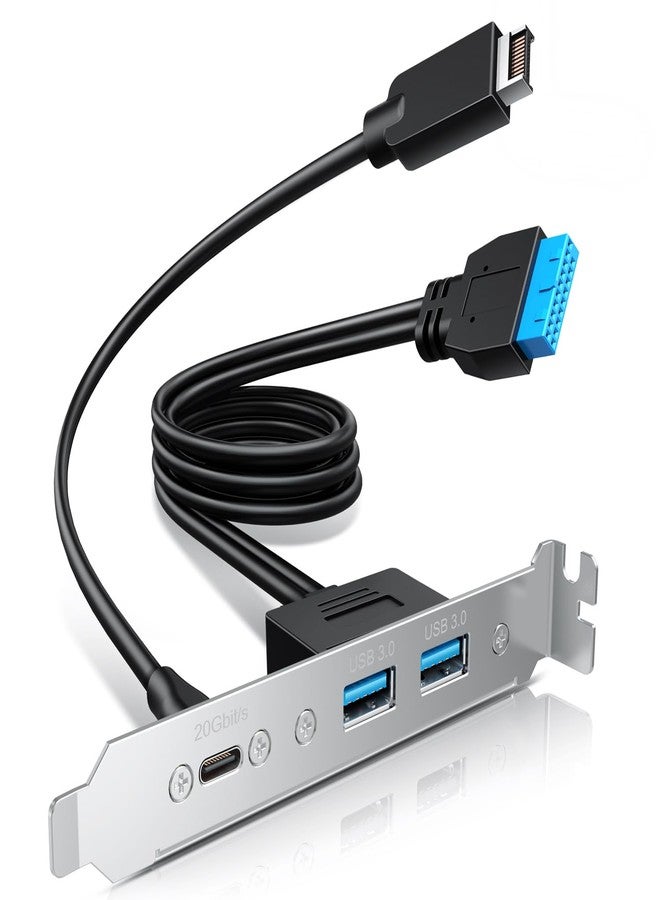 GRAUGEAR 20Gbps USB3.2 Gen2x2 USB-C Front Panel Adapter, Motherboard Header Extension Cable, USB-C and USB to USB3.2 Type-E Key-A 20-Pin and 19-Pin USB3.0 Connectors with PCIe Bracket[G-AD-ETC2A-20G] - Image 1