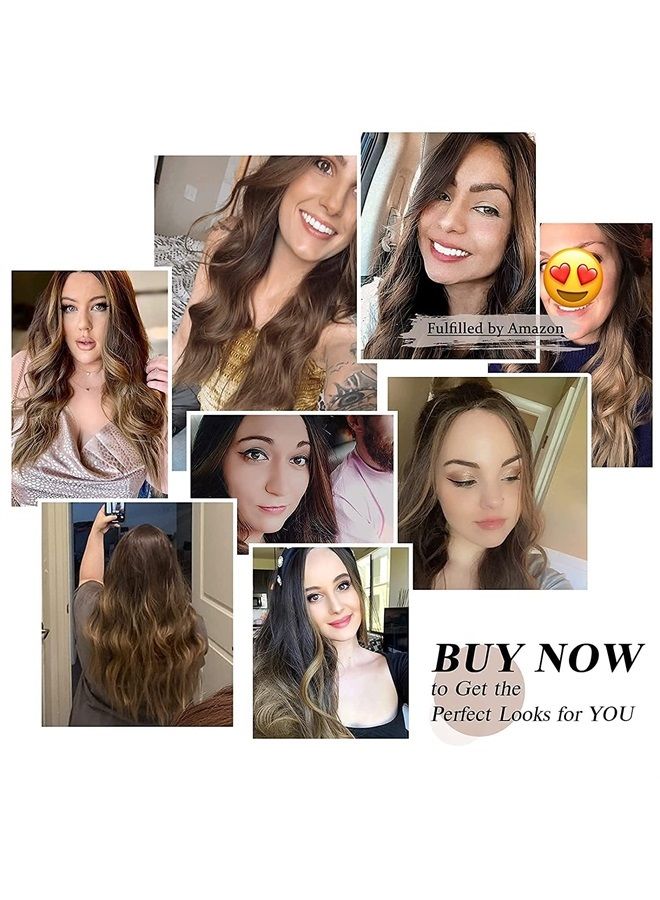 Haircube باروكة طويلة بألوان أومبري بنية للنساء، باروكة شعر صناعي مجعد بتقسيم وسطي - Image 5