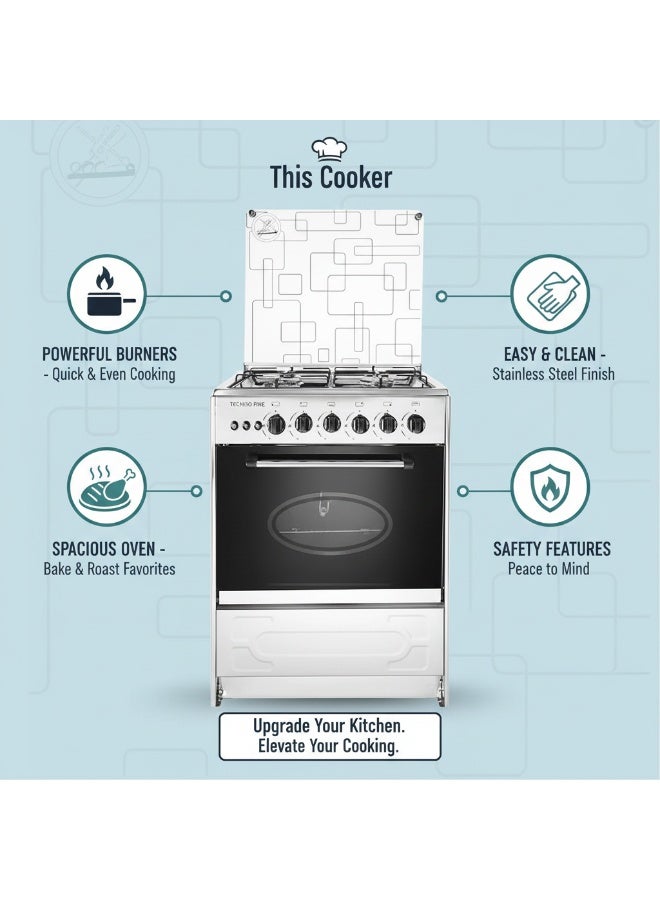Techno Fire Silver Cooker 4 Burners 60x60cm - Image 5