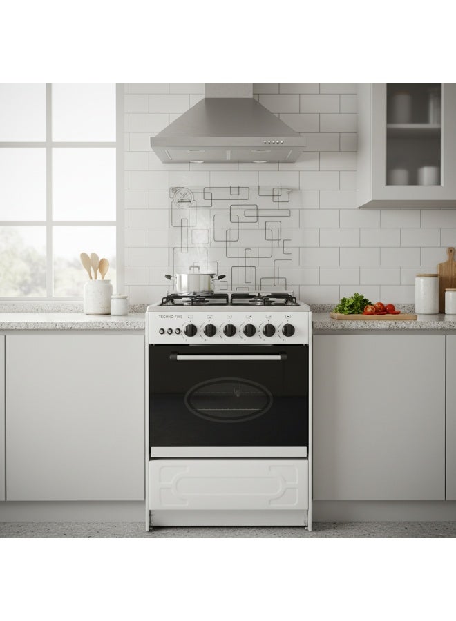 Techno Fire Silver Cooker 4 Burners 60x60cm - Image 2