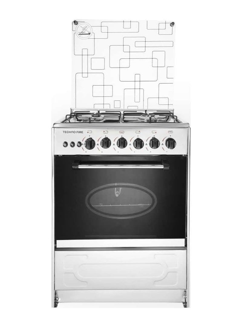 Techno Fire Silver Cooker 4 Burners 60x60cm - Image 1
