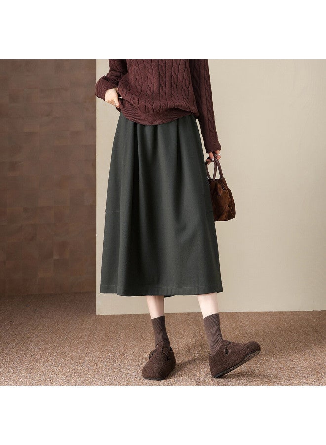 Dme winter Relaxed Elastic Waist A-line Skirt Warm Starry Wool Women's Skirt - Image 2