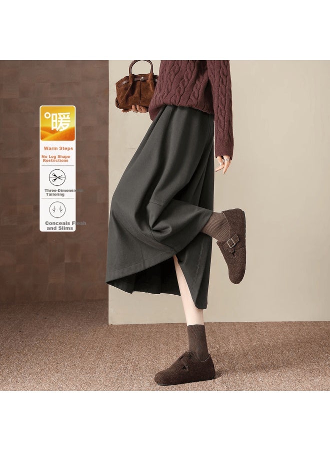 Dme winter Relaxed Elastic Waist A-line Skirt Warm Starry Wool Women's Skirt - Image 1