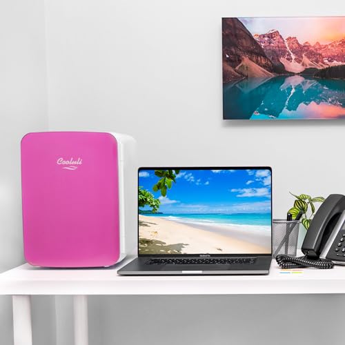 Cooluli 10L Mini Fridge for Bedroom, Car, Office Desk & Dorm - Portable Thermoelectric Cooler & Warmer for Food, Drinks, Skincare - Compact Refrigerator with Glass Front, Pink - Image 4