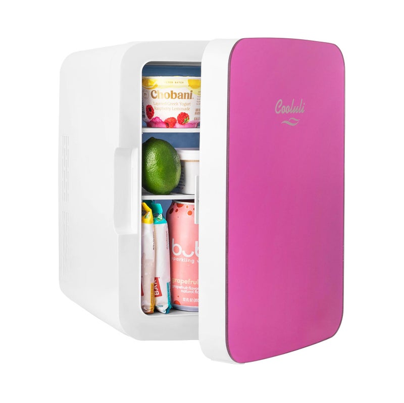 Cooluli 10L Mini Fridge for Bedroom, Car, Office Desk & Dorm - Portable Thermoelectric Cooler & Warmer for Food, Drinks, Skincare - Compact Refrigerator with Glass Front, Pink - Image 2