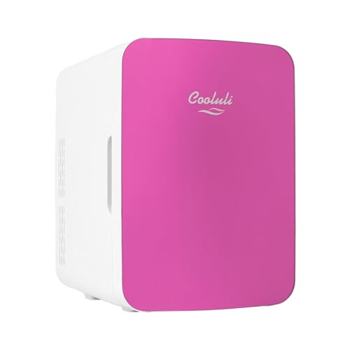 Cooluli 10L Mini Fridge for Bedroom, Car, Office Desk & Dorm - Portable Thermoelectric Cooler & Warmer for Food, Drinks, Skincare - Compact Refrigerator with Glass Front, Pink - Image 1