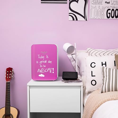Cooluli 10L Mini Fridge for Bedroom, Car, Office Desk & Dorm - Portable Thermoelectric Cooler & Warmer for Food, Drinks, Skincare - Compact Refrigerator with Glass Front, Pink - Image 5