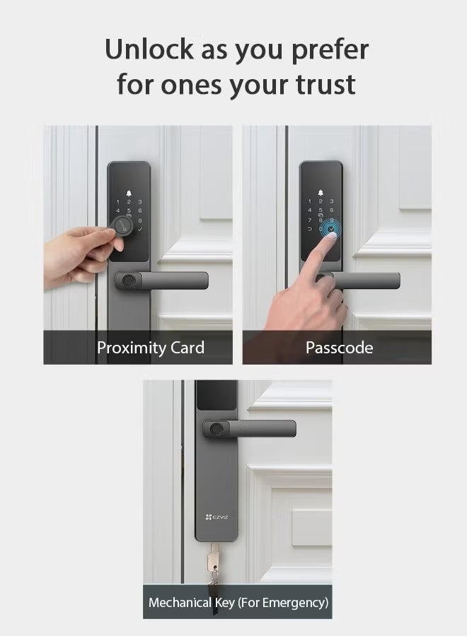 EZVIZ Smart Lock DL05 7-in-1 Keyless Entry Door Lock Fingerprint Access Secure Keyless Entry Instant Alerts Weather-resistant Child Safety Lock For Home Apartment Villa Office Hotel 6068 - Image 4