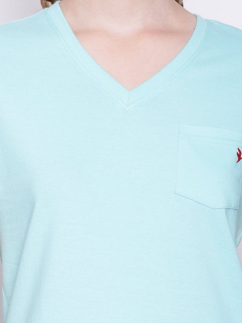 amswan PREMIUM COTTON SOLID V- NECK HALF SLEEVE T-SHIRTS - Image 4
