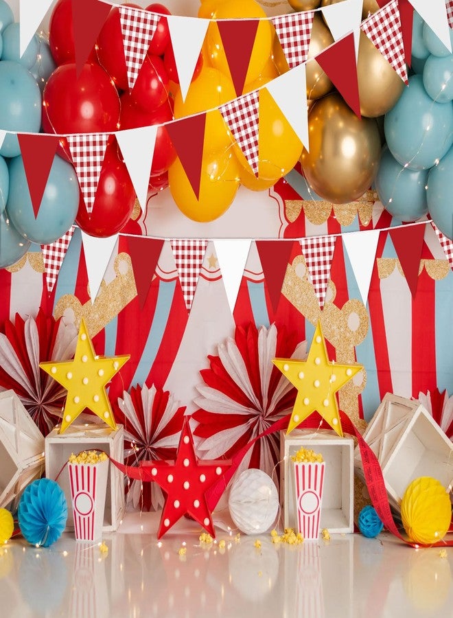 Adecortalk 6 Pack Red Party Decorations Red Plaid Checkered White Pennant Banner Flag 9.12ft Pre-Strung Bunting Garland for Kids Birthday Wedding Christmas Carnival Outdoor Home Festival Decorations - Image 4