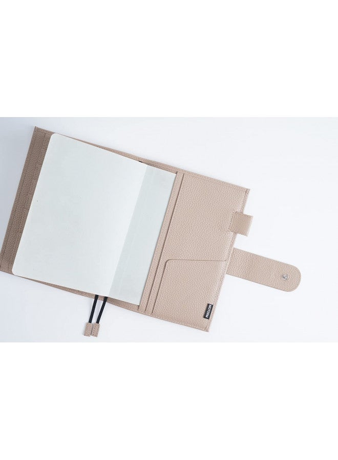 Moterm Moterm Leather Cover for A6 Notebooks - Fits Hobonichi, Stalogy and Midori MD Planners, with Pen Loop, Card Slots and Back Pocket (Pebbled-Taupe, A6+) - Image 3