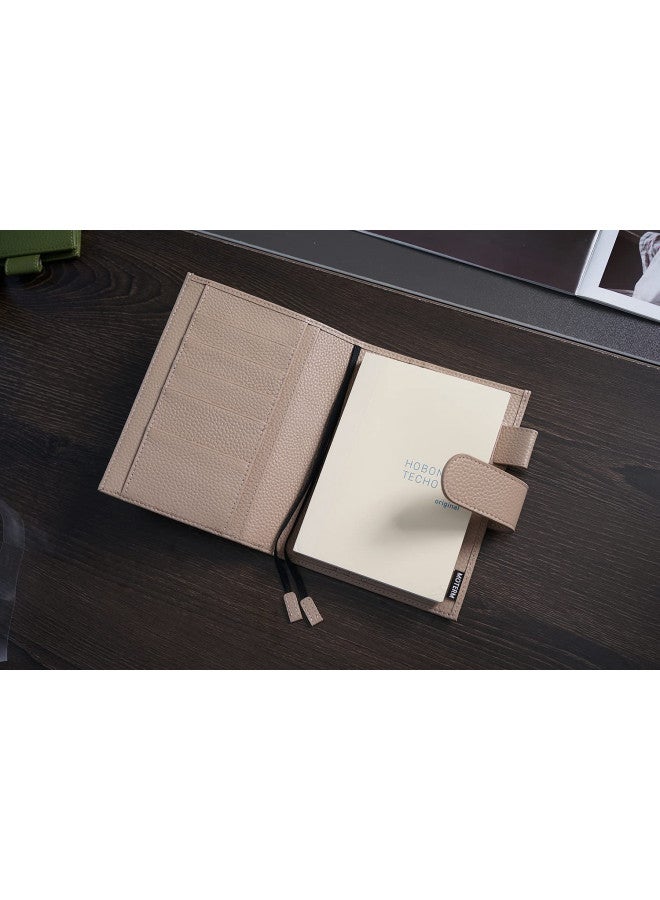 Moterm Moterm Leather Cover for A6 Notebooks - Fits Hobonichi, Stalogy and Midori MD Planners, with Pen Loop, Card Slots and Back Pocket (Pebbled-Taupe, A6+) - Image 2