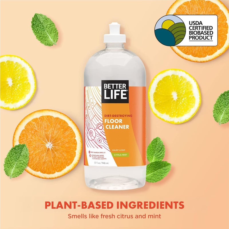 Better Life Floor Cleaner - Liquid Multipurpose Cleaner for Wood, Tile, Laminate, Vinyl, Bamboo - Hardwood Floor Cleaner for Mopping - Citrus Mint 32oz - Image 1