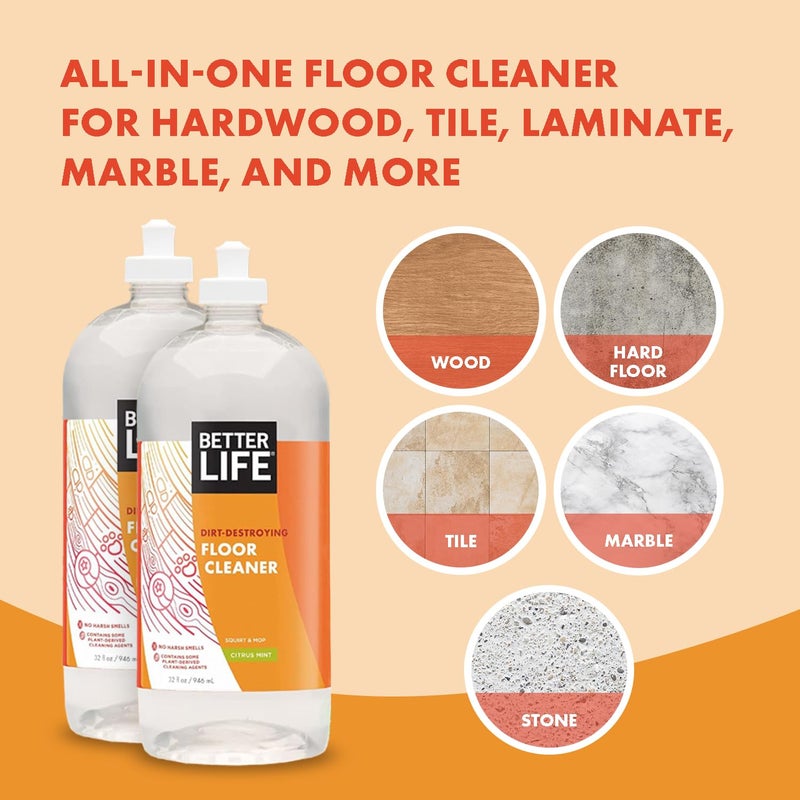 Better Life Floor Cleaner - Liquid Multipurpose Cleaner for Wood, Tile, Laminate, Vinyl, Bamboo - Hardwood Floor Cleaner for Mopping - Citrus Mint 32oz - Image 4