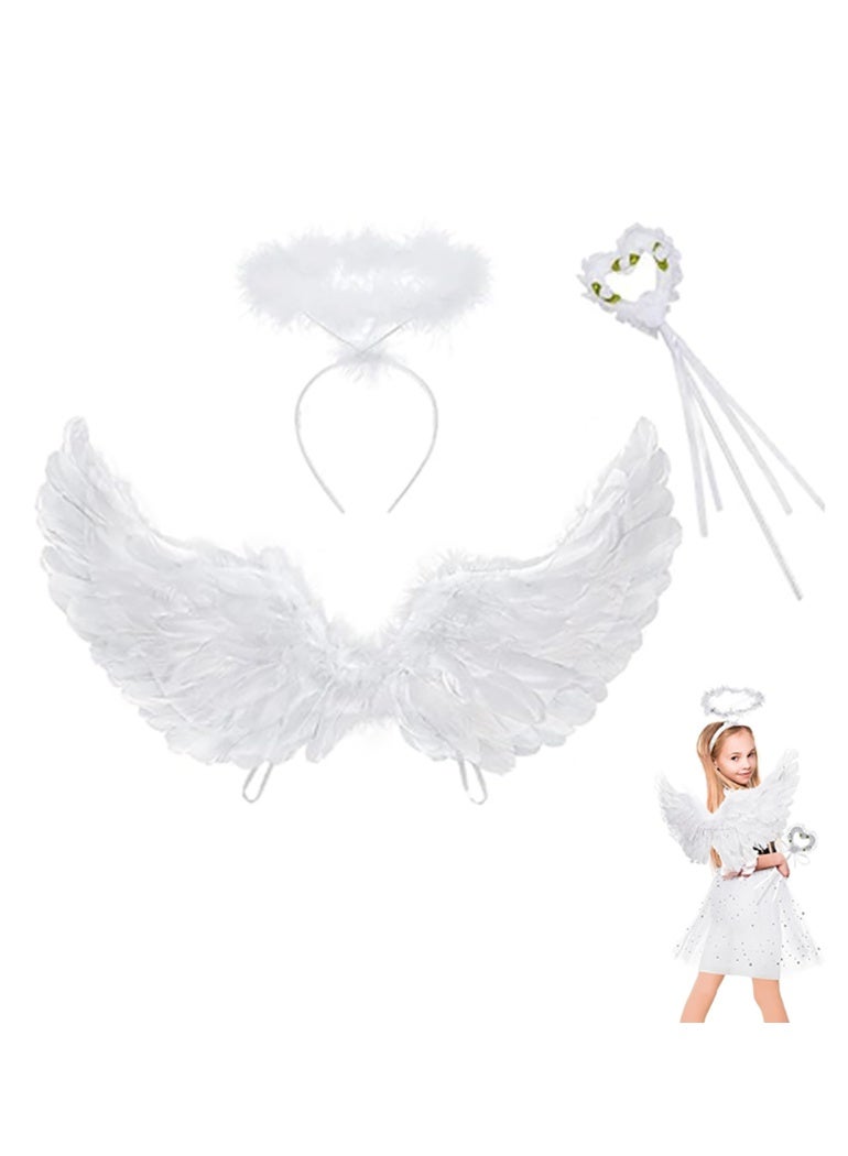 VUCATIN Three Piece Children's Role Play Costume Set with Wand and Halo Wings for Masquerade Role Play Party Halloween - Image 1