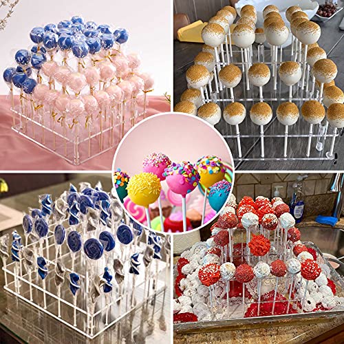 Goabroa Cake Pop Stand, 56 Holes 3 Tier Clear Acrylic Lollipop Holder, Cake Pop Holder Stand for Birthday Shower Decorations Weddings Parties Anniversaries Dessert Display - Image 2