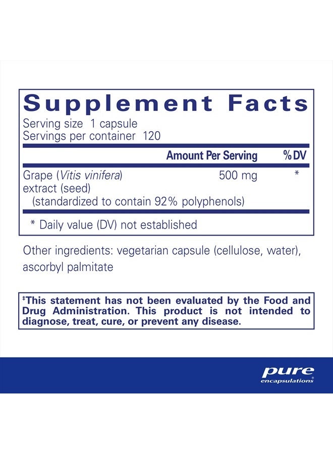 Pure Encapsulations Grape Pip 500 mg | Supports Vascular Health | 120 Capsules - Image 2
