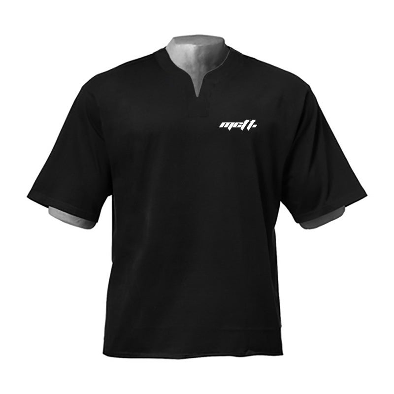 New fitness sports V-neck short sleeve summer men''s plus size loose T-shirt training basketball running half sleeve top clothes fashionable cotton - Image 1
