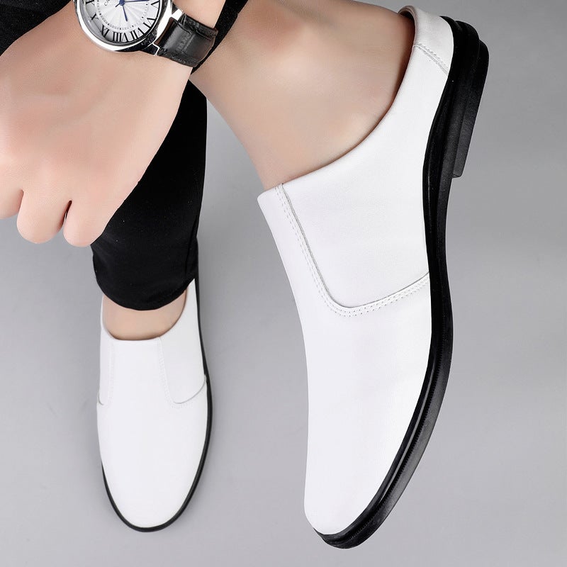 Half Slippers Men'S Genuine Leather Summer Breathable Leather Slippers For Outer Wear Lazy People'S Soft-Soled Heelless Sandals - Image 3